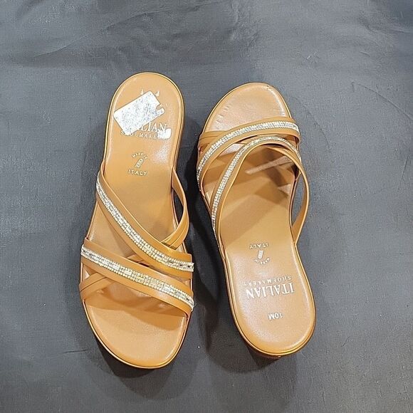 BRAND NEW ITALIAN SHOESMAKERS LOW WEDGE STYLE SLIP-ON SANDAL - Picture 3 of 14